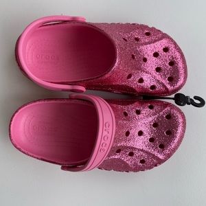 Kids Pink Classic Glitter Crocs